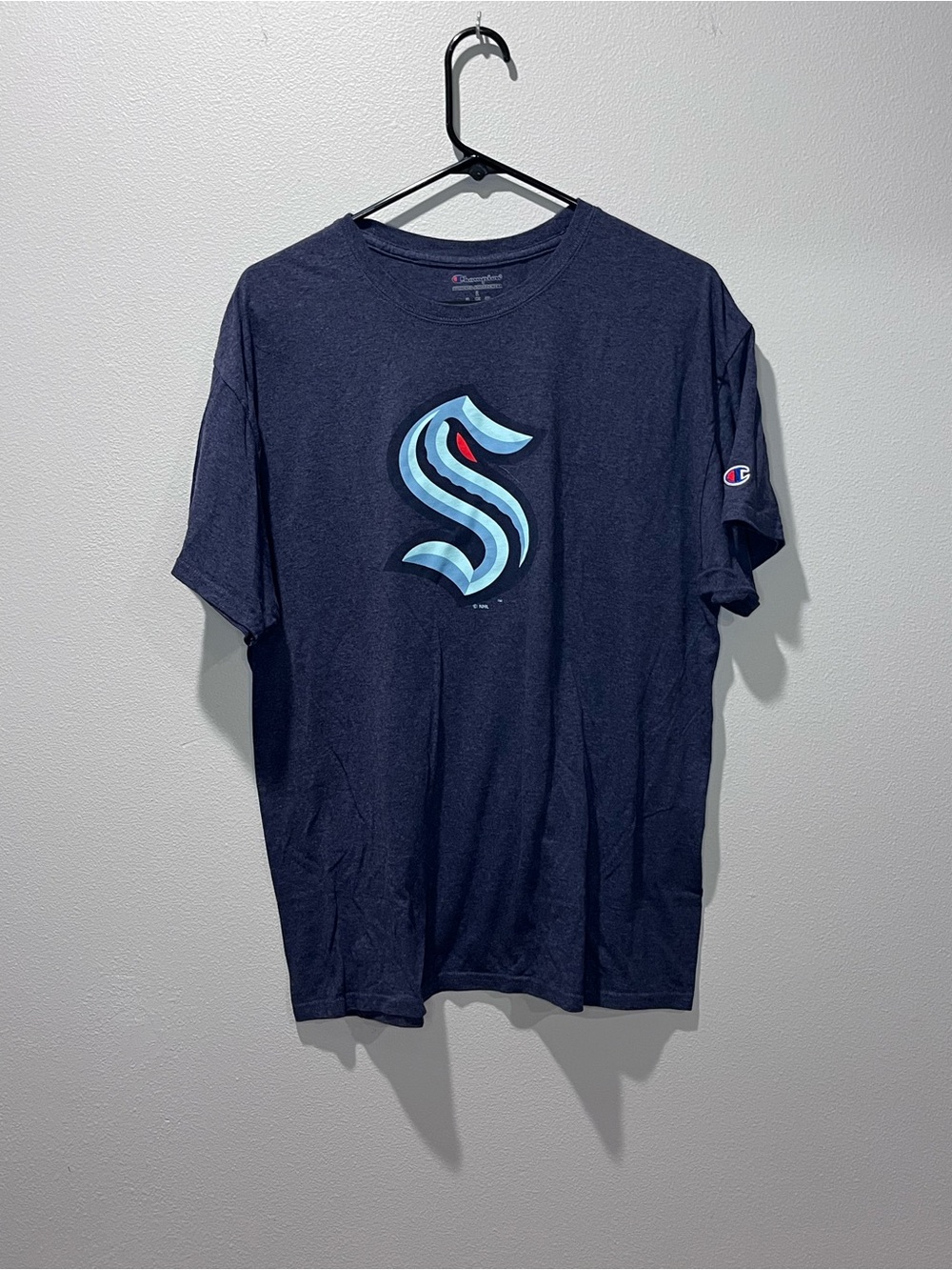 Champion Navy Short-Sleeve Tee with Seattle Kraken Graphic
